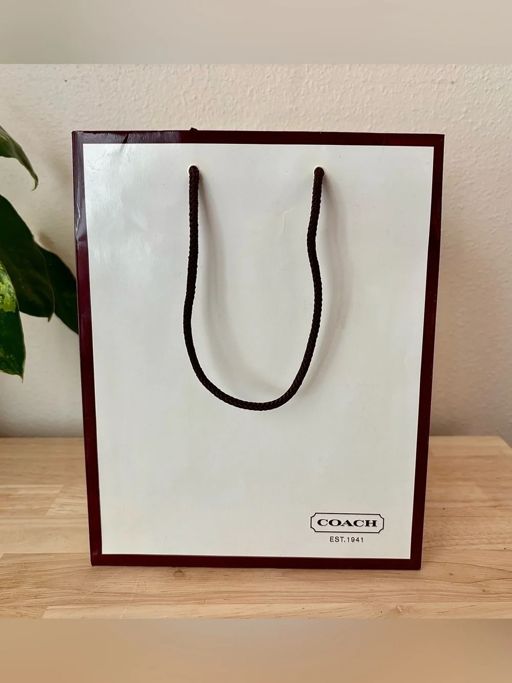 Y2K Vintage Coach Cream/Brown Shopping Bag, Red Interior